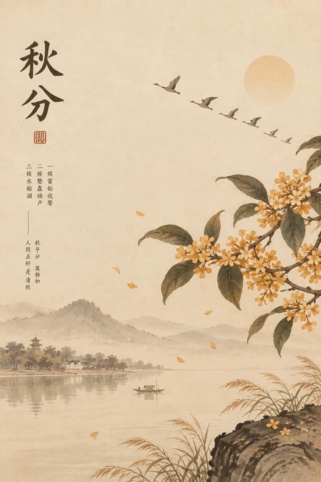 Autumnal Equinox Osmanthus Geese Poster