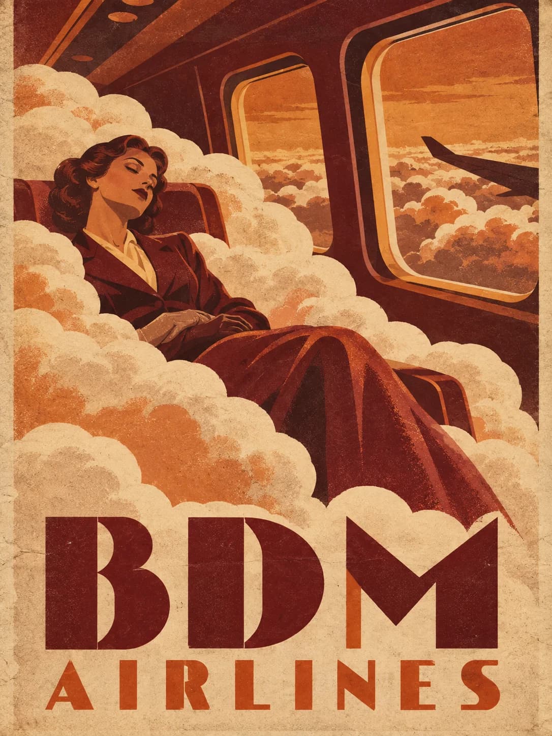 Cloud Seat Vintage Airline Poster