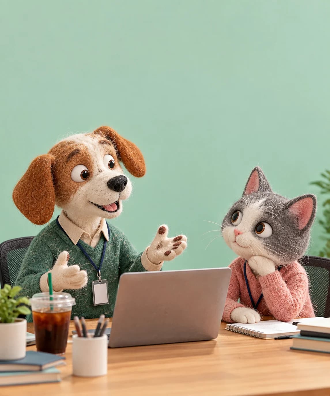 Felt Dog Cat Office
