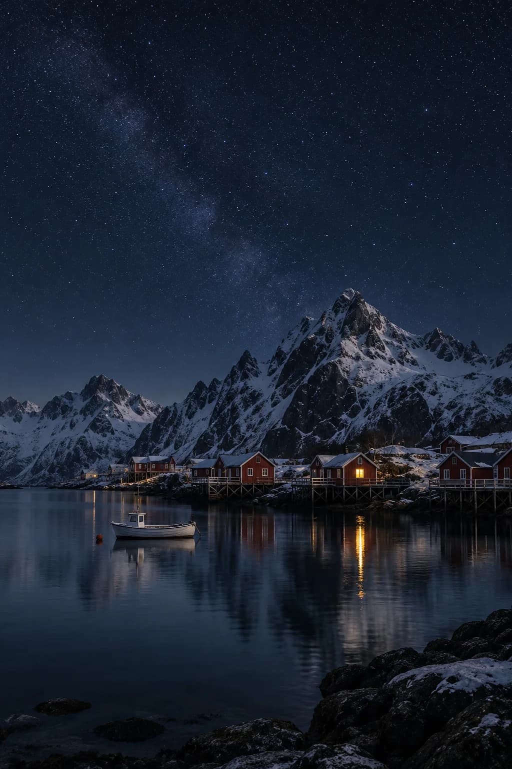 Lofoten Red Cabins Starry Bay