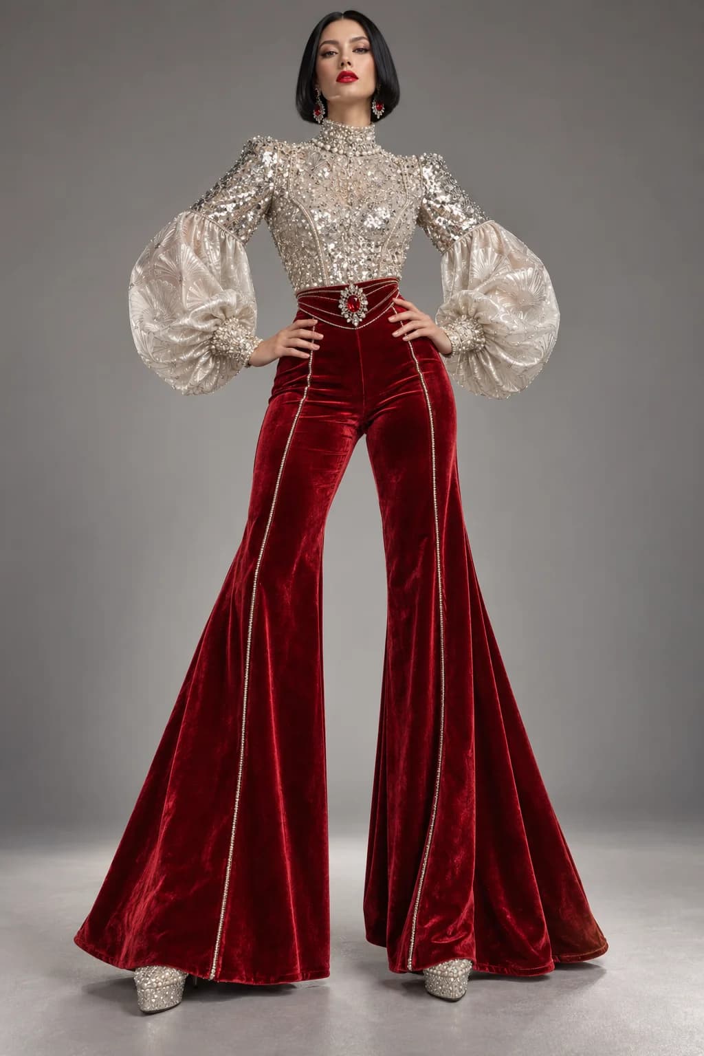 Pearl Silver Cherry Red Disco Couture
