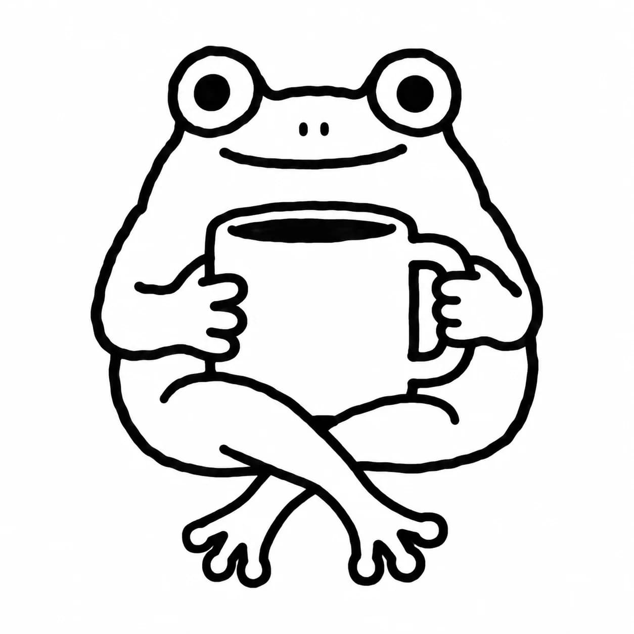 Round Frog Huge Mug Marker Line Art