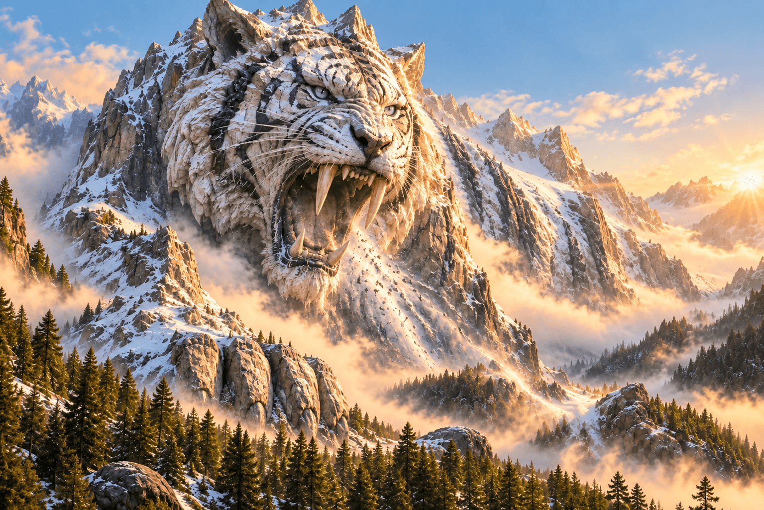 Bring sunrise to a stormy mountain scene — After