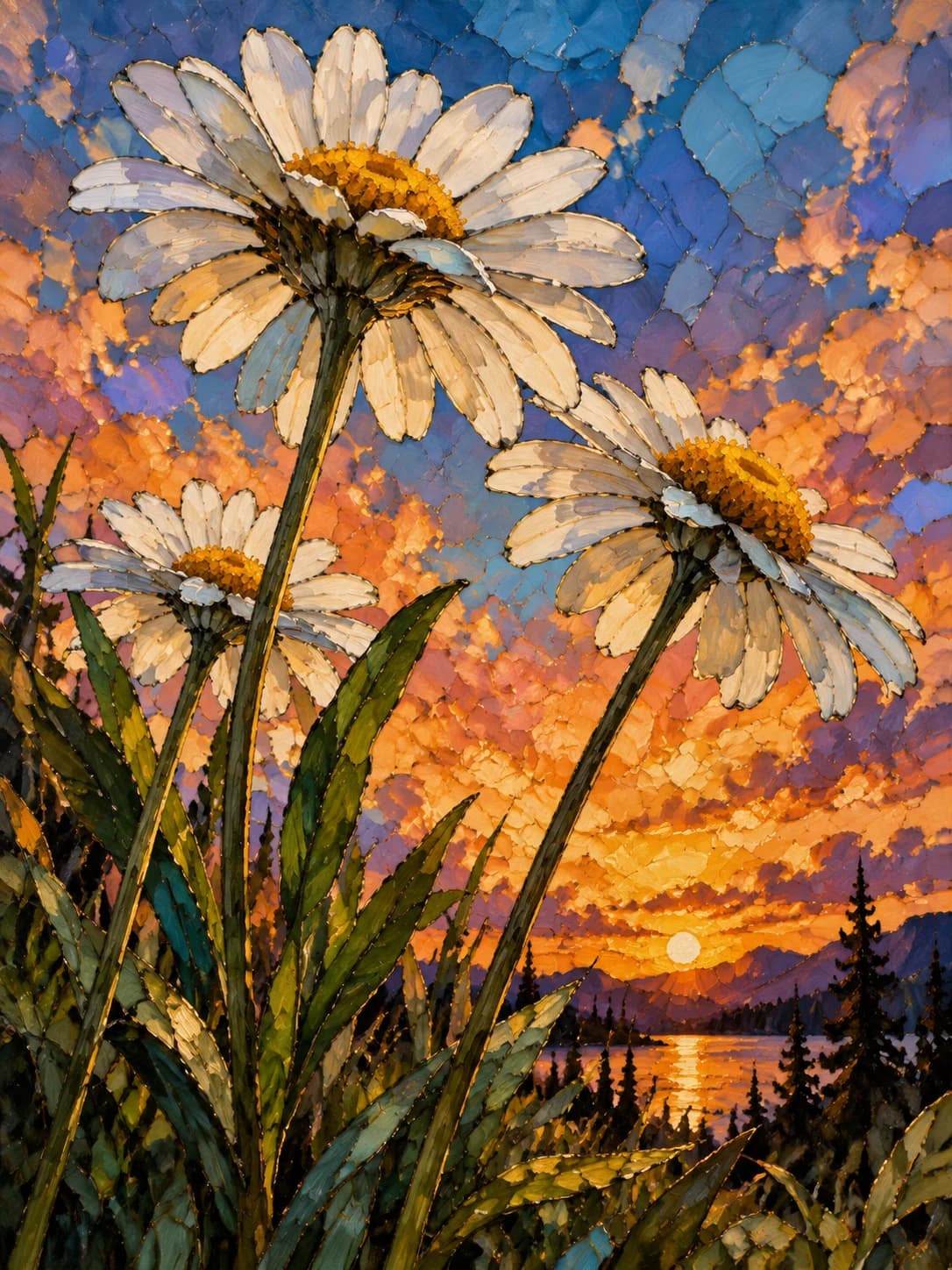 Whiplash Daisy Stained Glass