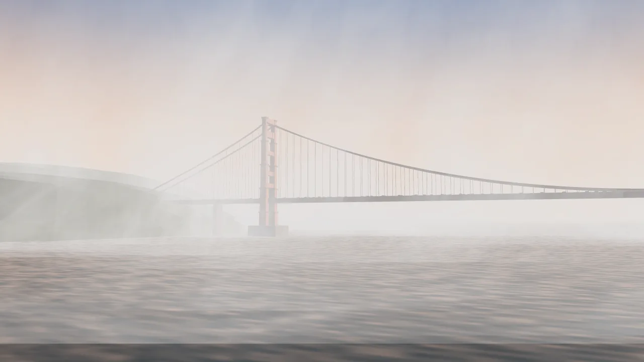 Golden Gate Bridge in rolling fog