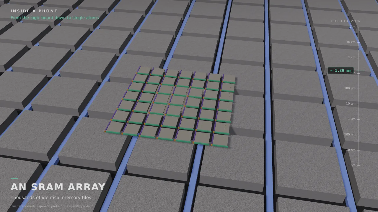 A smartphone, from glass to atoms