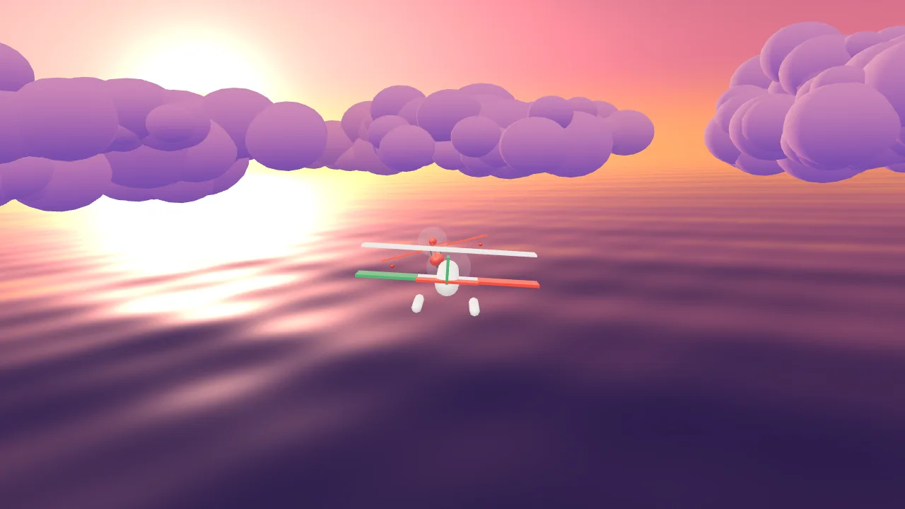 A Porco Rosso dogfight at sunset