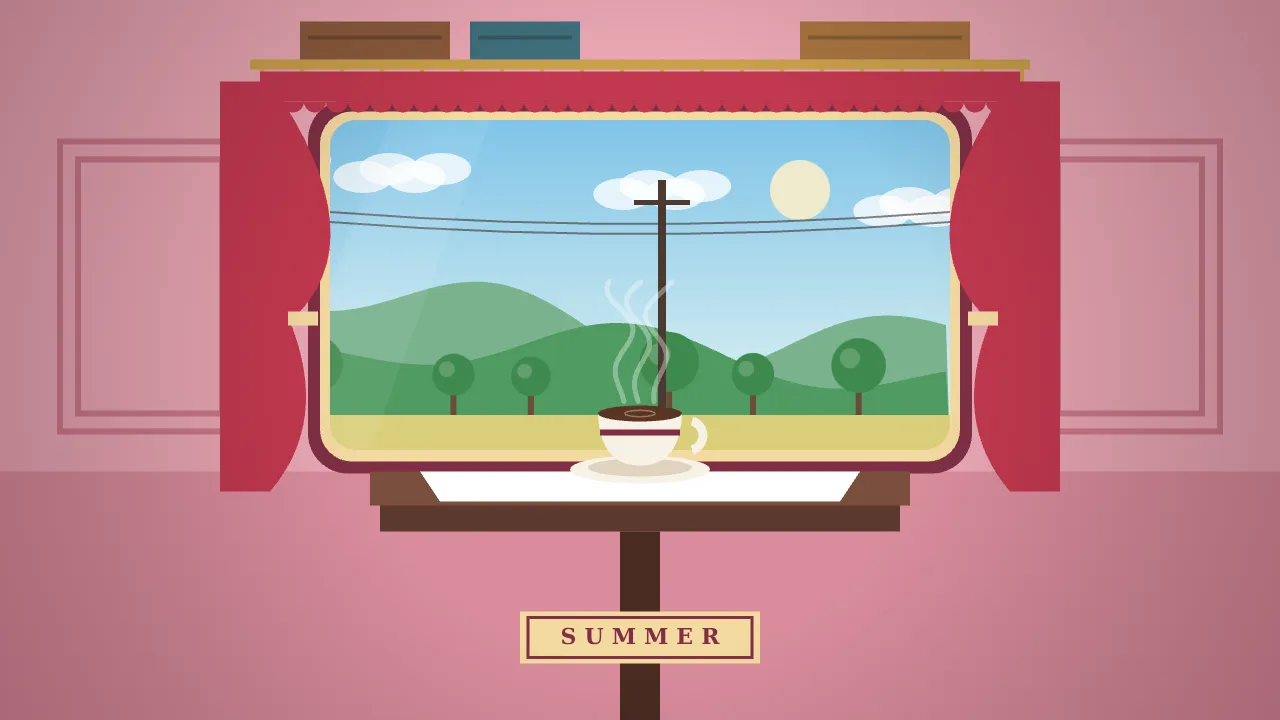 Four seasons outside a train window