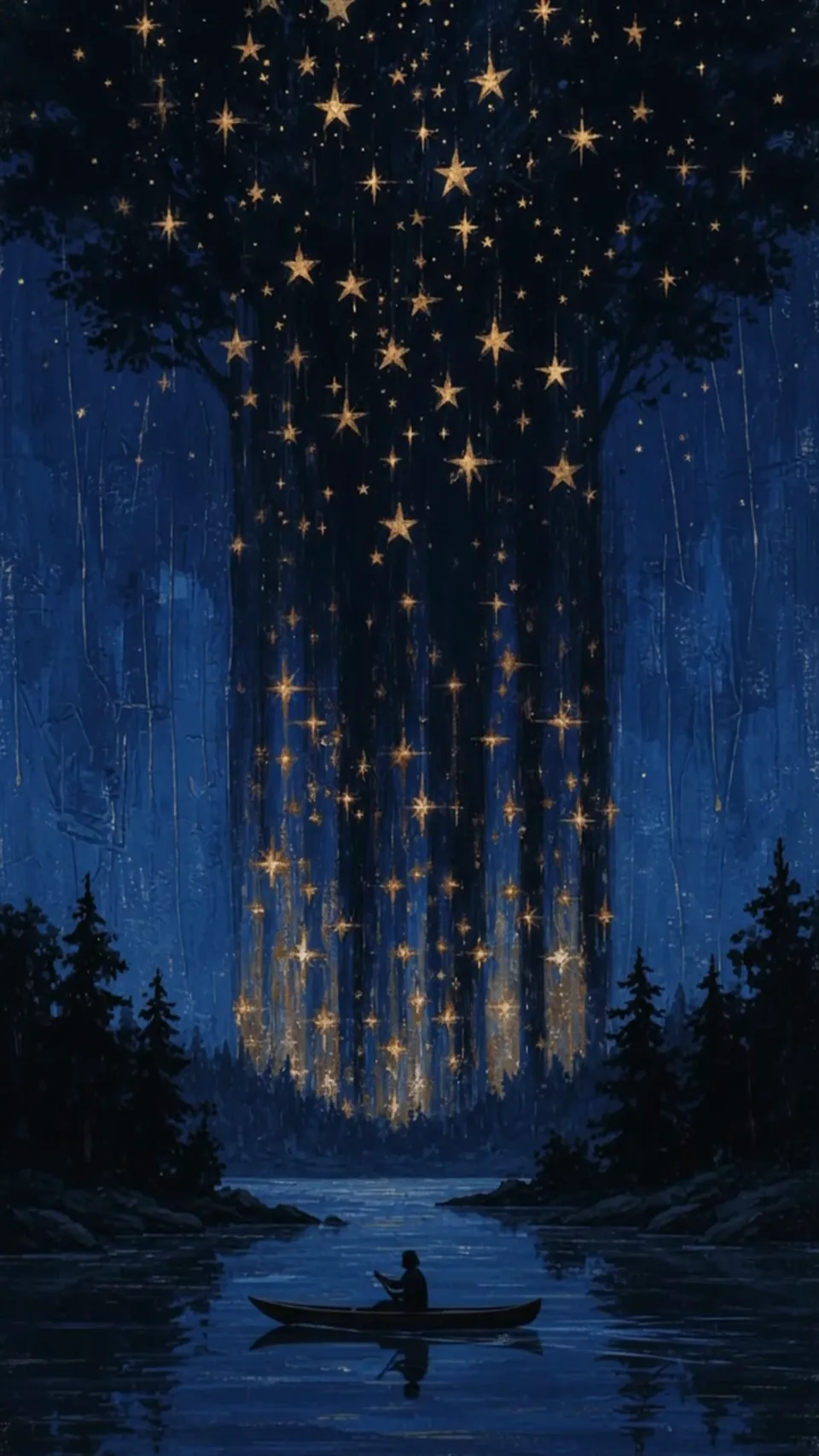 Boat under starfall