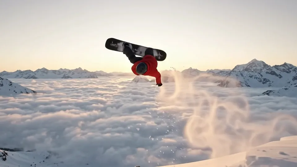 Snowboard above the clouds