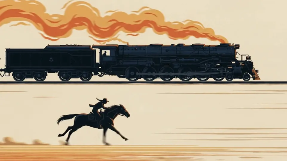 Train and rider race